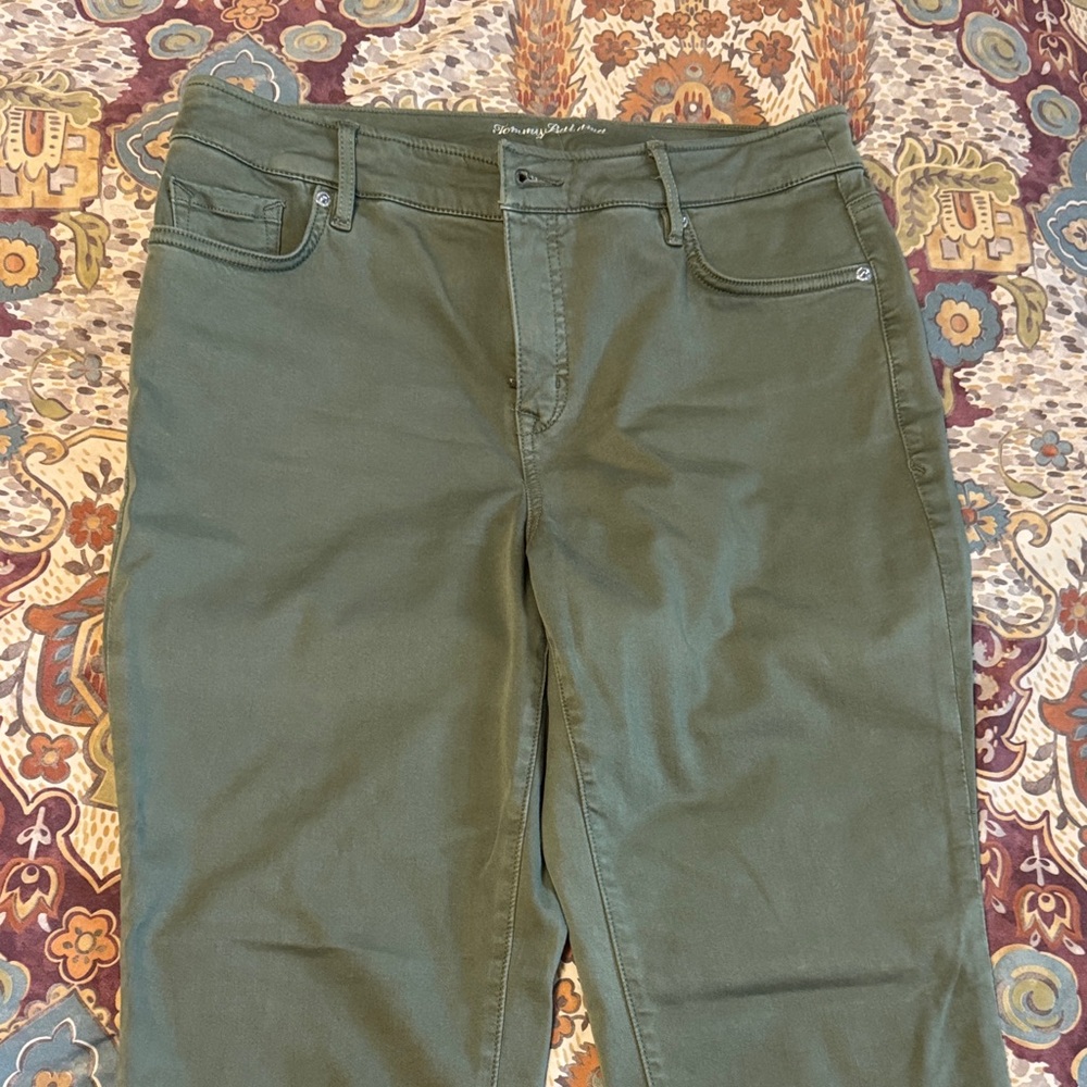 Women's Tommy Bahama Boracay Beach High Rise Ankle Olive Green pants- sz 10